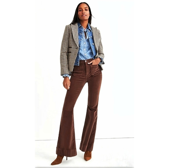 Veronica Beard Sheridan Exaggerated Brown Corduroy 70s Flared Pants - Picture 6 of 15